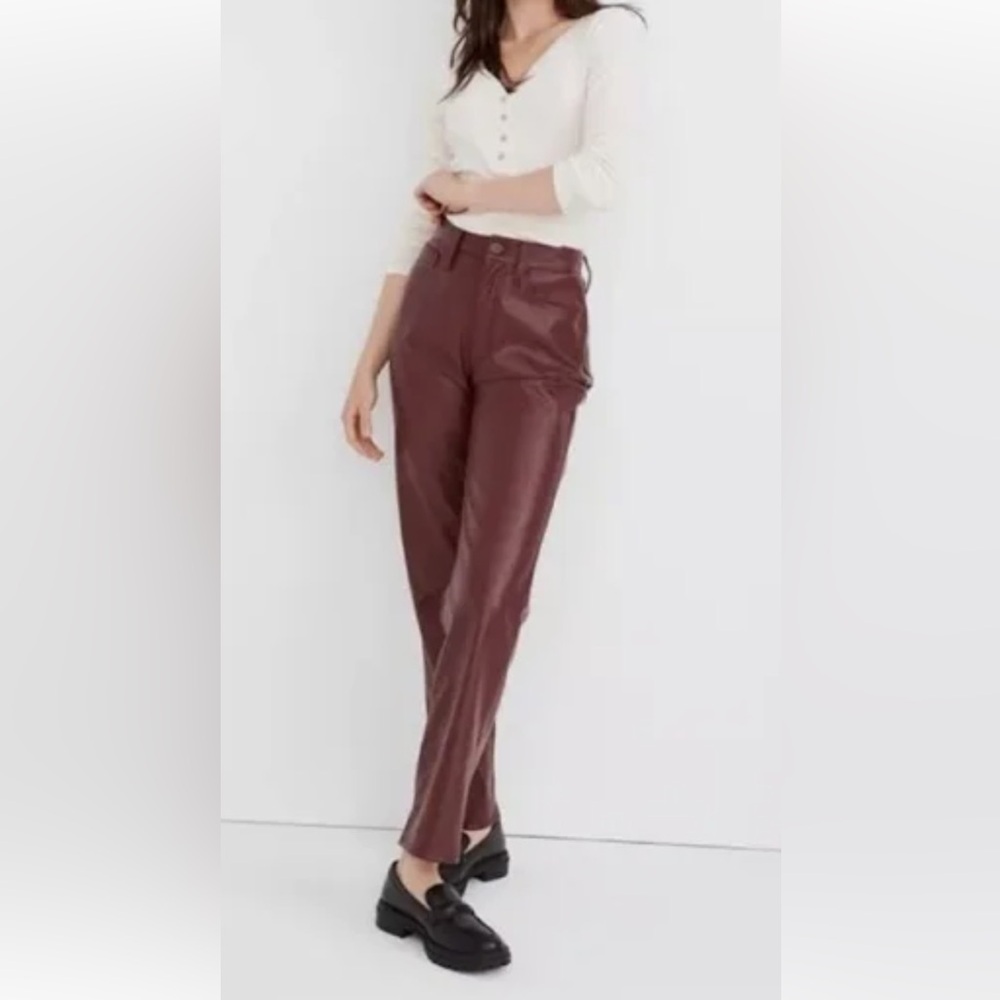 Madewell The Perfect Vintage Straight Jean: Faux Leather Edition Size 25